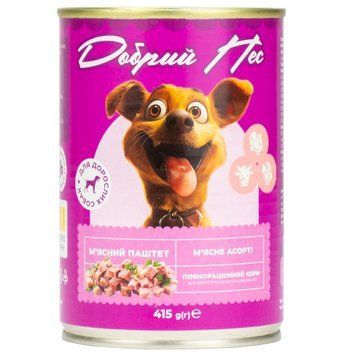 Корм Добрий Пес, для дорослих собак паштет м'ясне асорті, 415 гр. ж/б С-687 (0,415) фото