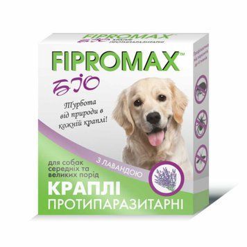 Краплі SUPREMO FIPROMAX БІО для собак середніх і великих порід, 3мл - 2 піп./уп. НФ-00002018 (FB-011) фото