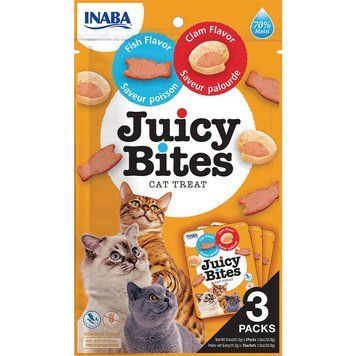 Ласощі INABA "Juicy Bites" для котів, соковиті снеки зі смаком риби і молюсків 3*11,3 гр EU702 фото
