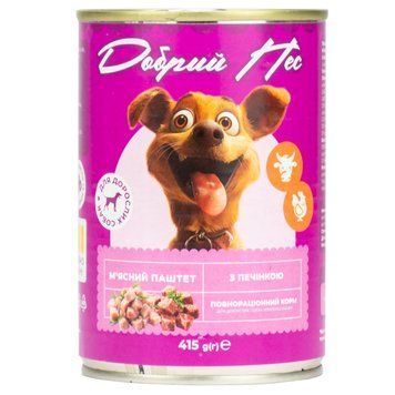 Корм Добрий Пес, для дорослих собак паштет з печінкою, 415 гр. ж/б С-663 (0,415) фото